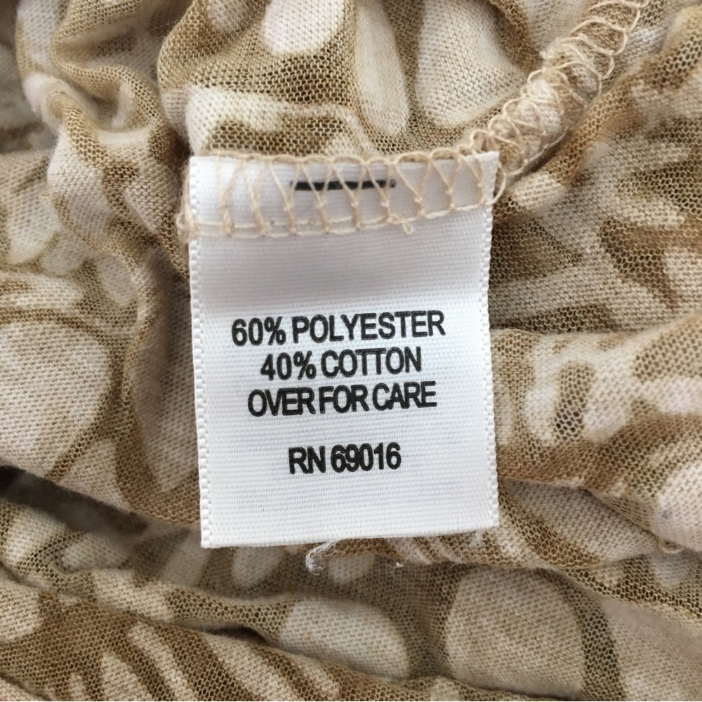Relativity Lightweight Sheer Tan Floral Burnout Shirt, Petite Medium - Picture 5 of 9